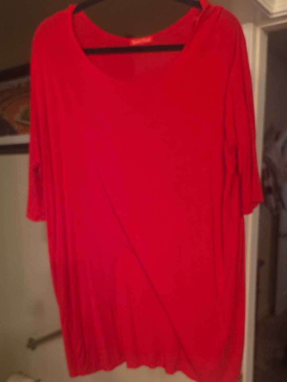 Relaxed Scoop Neck Red Tunic Top